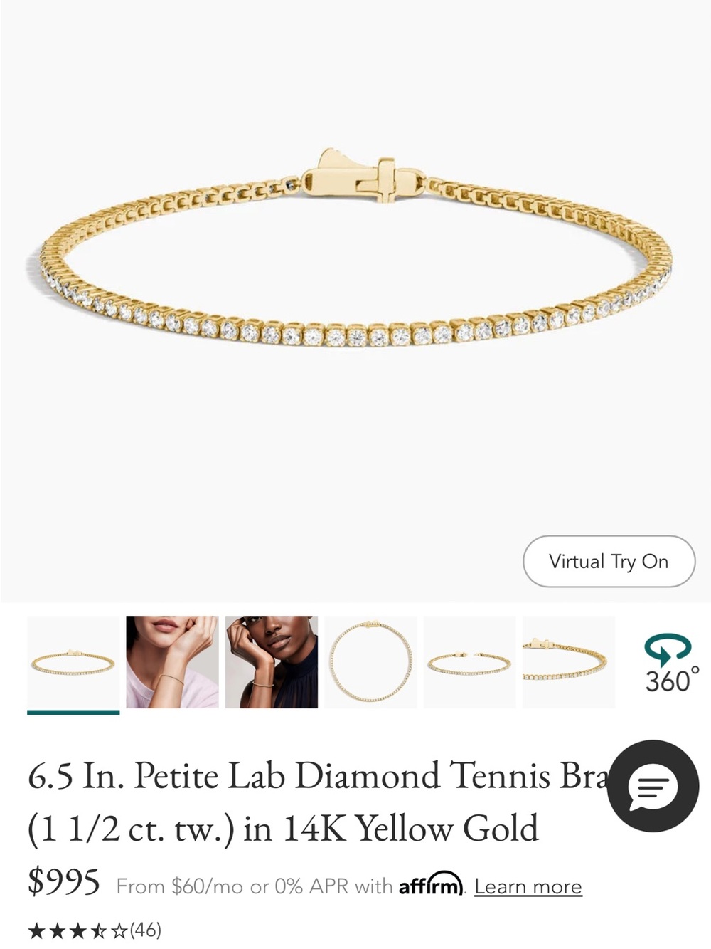 Diamond tennis bracelet by brilliant earth
